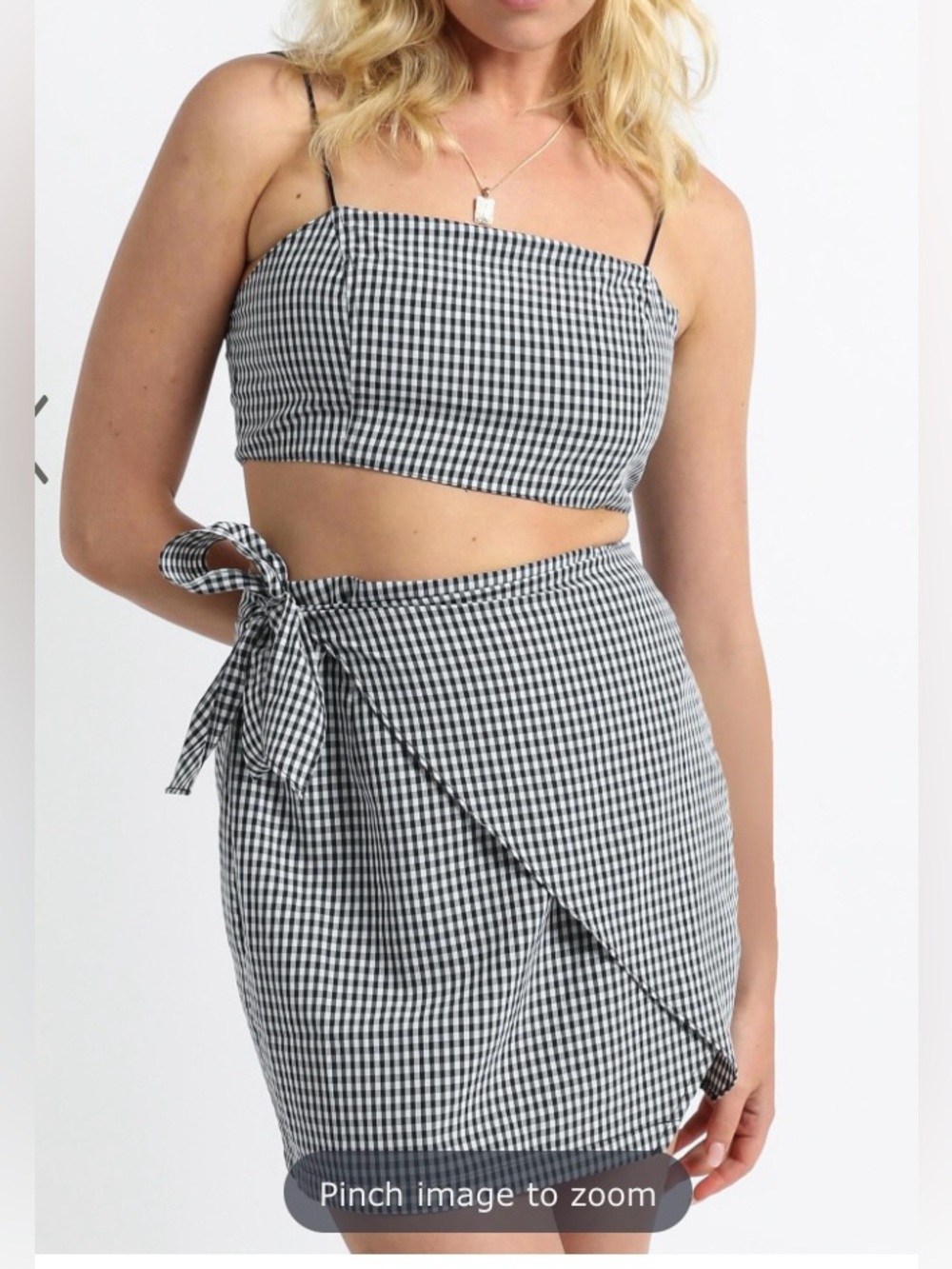 *SET*Showpo Gingham Checkered Black & White two-piece Set Skirt and crop top